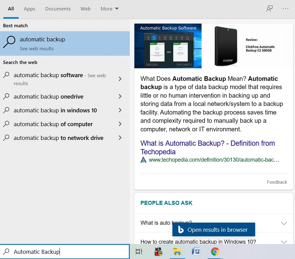 Search and Start menu in Microsoft Windows