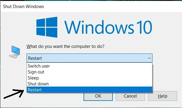 Restart the Windows 10 Computer to fix error 0x0 0x0 - Tech Arbiters