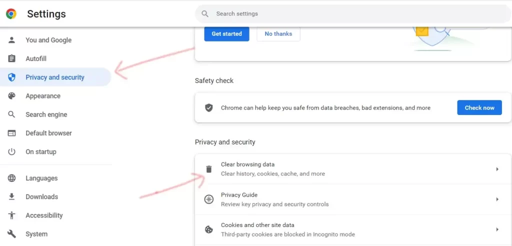 Clear the Chrome Browser Cookies to fix Recaptcha error